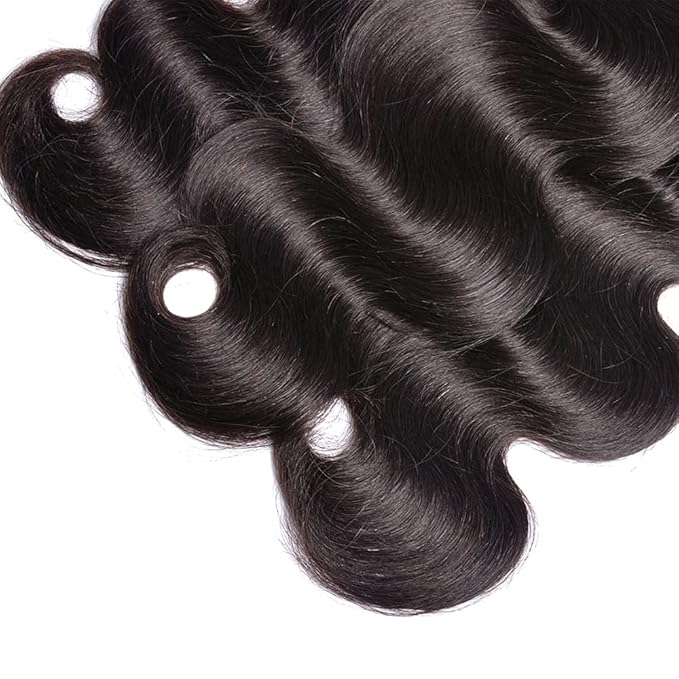 Bundles Human Hair Color 1B Body Wave Bundle Niegmeag Unprocessed Brazilian Virgin Remy Hair 3 Bundles 14 16 18 Inch Double Weft Natural Black Body Wave Bundle Hair Weave