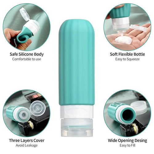 16 Pack Travel Bottles for Toiletries, Leakproof Travel Containers for Toiletries, TSA Approved Silicone Travel Accessories Squeezable Refillable 3oz for Shampoo Conditioner Lotion