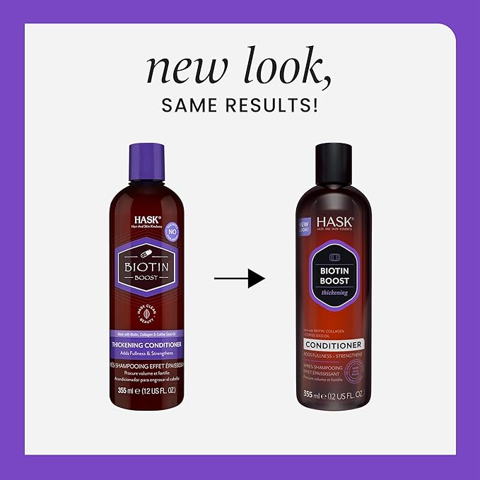 HASK Biotin Boost Thickening Shampoo + Conditioner Set | Adds Fullness, Strengthens, Volumizes, Sulfate-Free, Paraben-Free, Gluten-Free, Color Safe | 12oz each