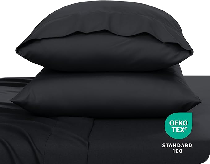 Bare Home Microfiber Pillow Cases - Standard Size Set of 2 - Cooling Pillowcases - Double Brushed - Easy Care - Envelope Closure (Standard Pillowcase Set of 2, Black)