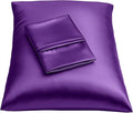 BLISSFORD Purple Satin Pillowcase with Zipper, for Hair and Skin Care, Feels Soft and Cool Like a Silk Pillowcase, Satin Pillow Cases 2 Pack, Slik Pillow Cover, Grape/Purple, King Size - Set of 2