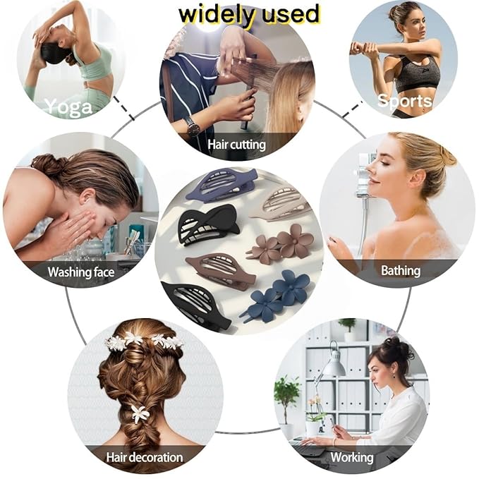10 Pcs Flat Hair Clips for Women, Lay Flat Claw Clips French Glossy Claw Clips for Thick & Thin Hair No-Slip Hair Claw Strong Hold Barrettes Hair Clamps for Women