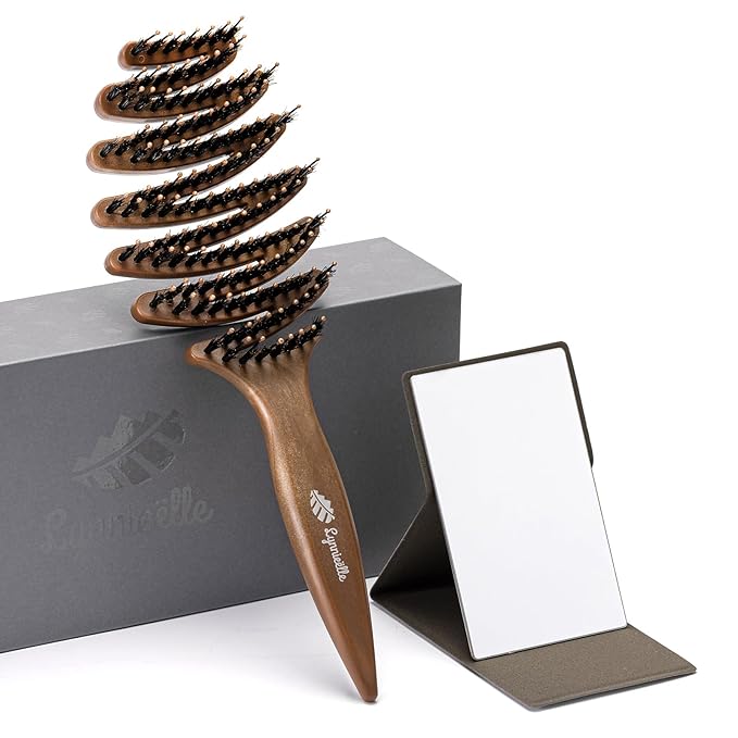 Hair Brush, For All Hair Types, Detangler Hairbrush, Durable Boar Bristle Brush, Vented Design, Massage The Scalp, Curved Paddle Elevates Your Experience