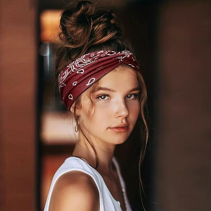 3 Pack Headbands for Women - Short Hair Bandana Headbands, Non Slip Elastic Sweat Hairbands, Soft Fabric Hair Wraps for Girls - Suitable for Workout, Yoga, Running & Sport