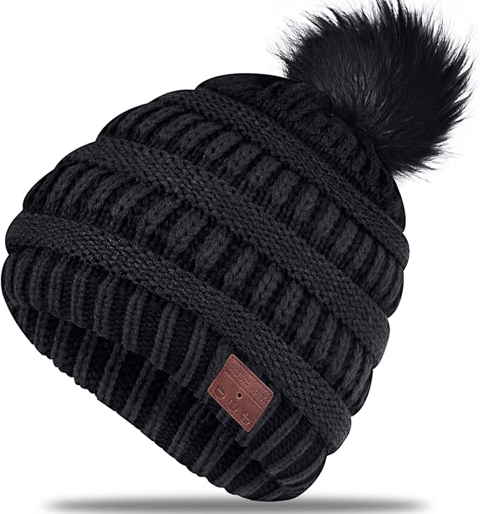 Wireless Music Beanie Women Beanie Girls Hat Over Ear Headset Sports Stereo Headphone with Microphone Speaker Womens Beanie