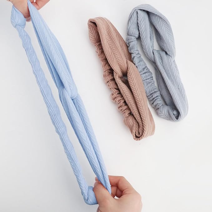 Elastic Knotted Headbands for Women Wheat Pattern Cloth Head Hair Bands for Women's Hair Non Slip Boho Wrap Twisted Hair Accessories