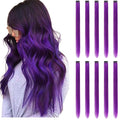 Purple Hair Extensions Clip in, 22 Inch 10 Pieces Long Straight Colored, for Kids Girls Women Highlight Party, Synthetic