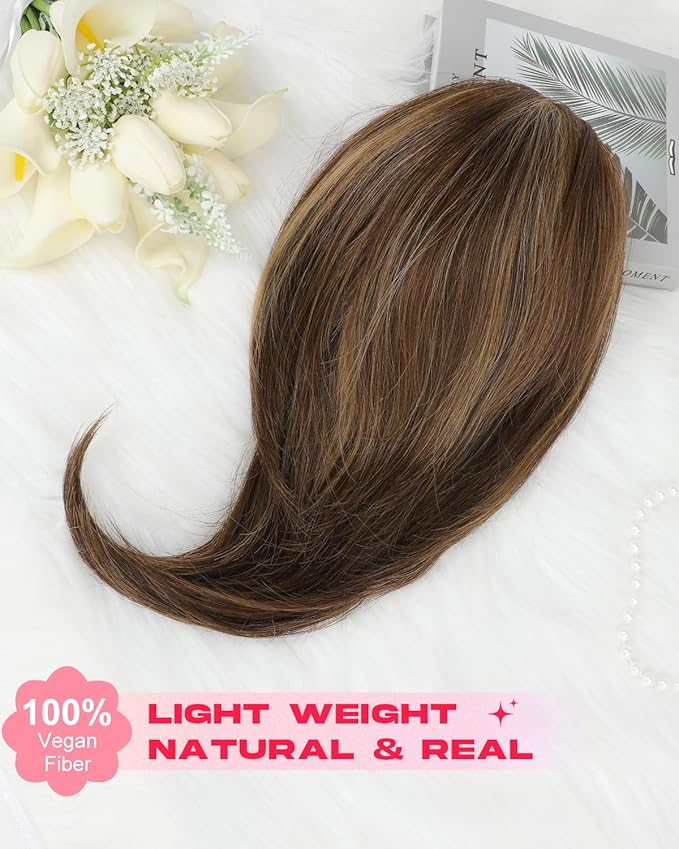 Ponytail Extension – 16” Claw Clip in Ponytail Hair Extensions Natural Soft Synthetic High Pony Tail Hairpieces for Women (Chocolate Brown with Highlights, 16 inch)