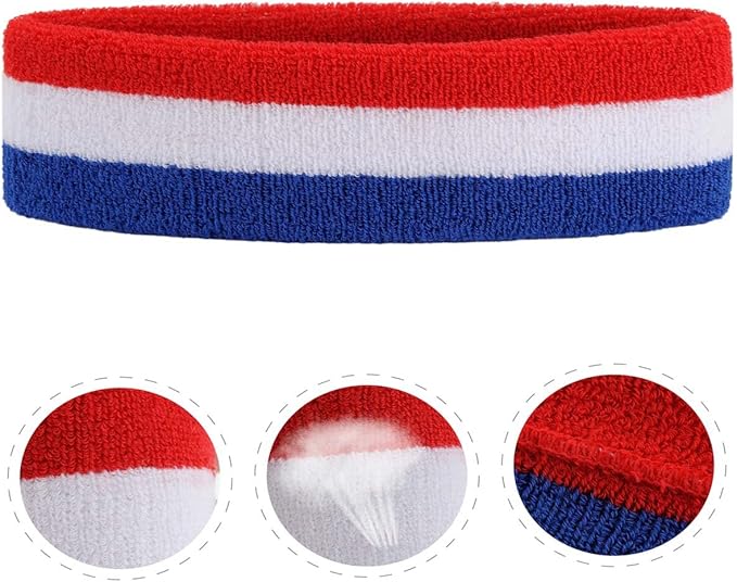 ONUPGO Sweatband Headbands for Men & Women -12PCS Sports Headbands Moisture Wicking Athletic Cotton Terry Cloth Headband for Tennis,Basketball,Football,Gym,Working Out