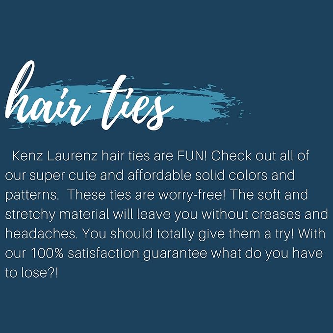 Kenz Laurenz Hair Ties 20 Elastics Ponytail Holder Set No Crease Ribbon Bands (Red)