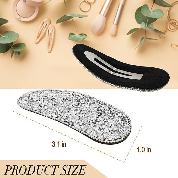 2PCS Rhinestone Hair Clips,Snap Hair Accessories,Decorative Hair Clips,Rhinestone Barrettes For Women Girls(SET20)