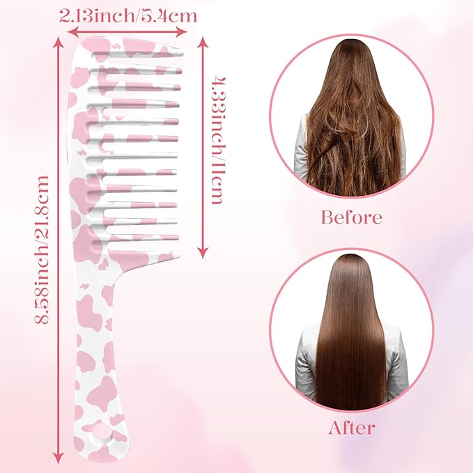 Wide Tooth Comb,Effortless Tangle Removal for Curly, Wet, Long Hair Wet,Cute Aesthetic Design for Women Men and Girls (Pink-11)