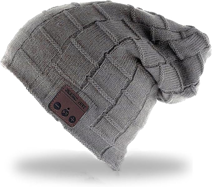 Wireless Music Hat Beanie for Men Women Headphones Wireless Earbuds Headset Music Audio Stereo Earphone Boys Girls Beanie hat Winter Cap Outdoor Sport Business Truck Driver Deep Grey