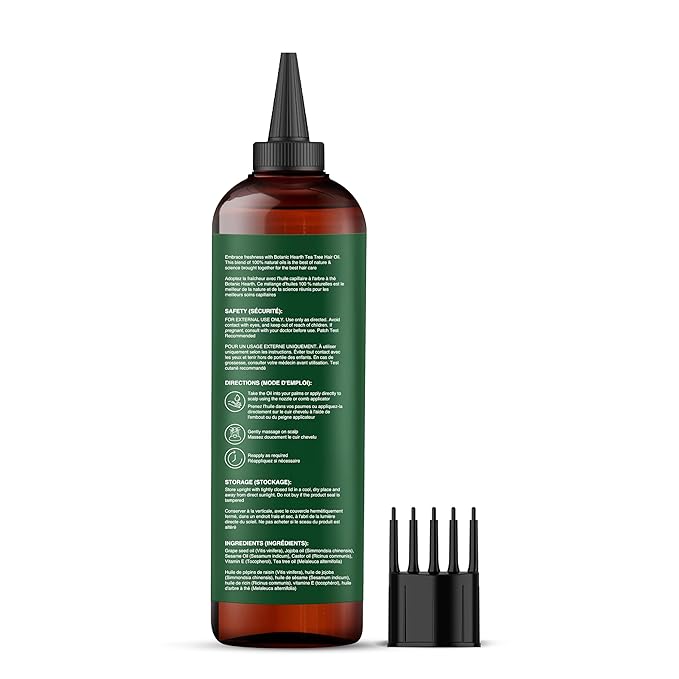 Botanic Hearth 100% Pure Tea Tree Oil For Hair Growth | Infused with Jojoba & Grapeseed Oils | Hair Oil Repairs Dry Damaged Hair, Strengthening, Healthier - Hair Tonic, 6.7 fl oz
