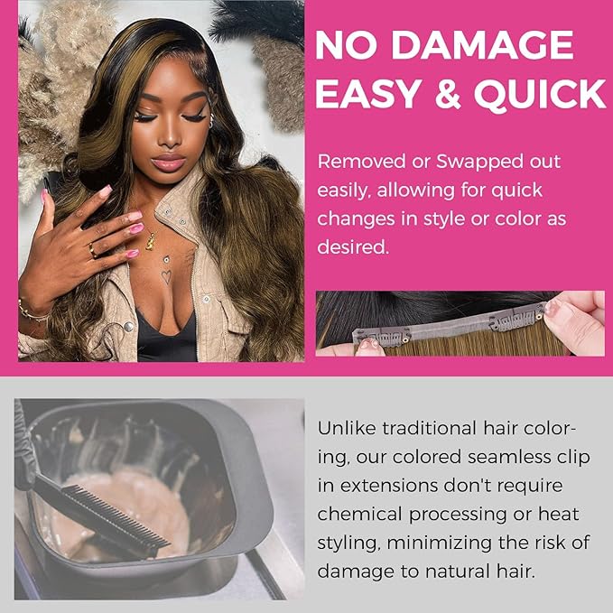Lashey Seamless Clip in Hair Extensions Human Hair, 4pcs 48g Medium Brown 20 Inch, Straight Hair Extensions Real Human Hair with PU Soft Invisi Edge