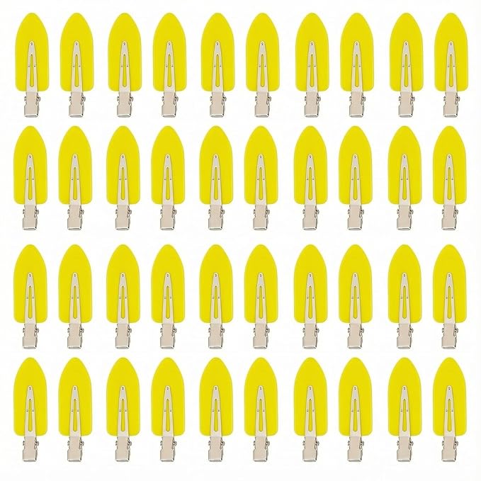 No Crease Hair Clips Makeup Pin Curl Clip Bulk 40Pcs Multicolor No Bend Dent Bang Creaseless Hair Clips for Makeup Application Bangs Hairpin Setting Pins Clip for Women Styling (Yellow)