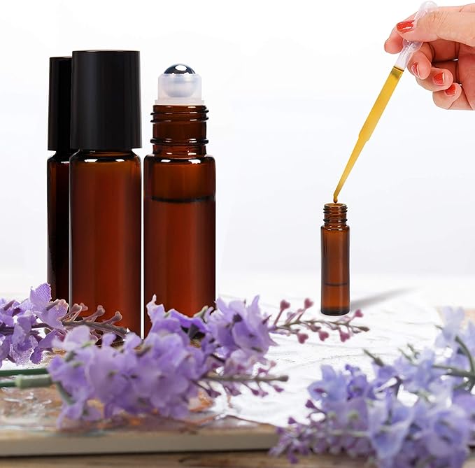 ULG 4/8/12-Pack Essential Oil Roller Bottles 10ml, Empty Bottles with Stainless Steel Roller Balls and Waterproof Labels, Roller Balls For Essential Oils