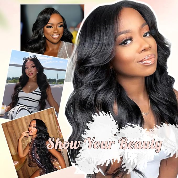 360 Lace Front Wigs Human Hair Body Wave 200% Density 20 Inch Upgraded Hidden Straps 360 HD Full Lace Wigs Human Hair With Drawstring Pre Plucked With Baby Hair for Women Natural Black