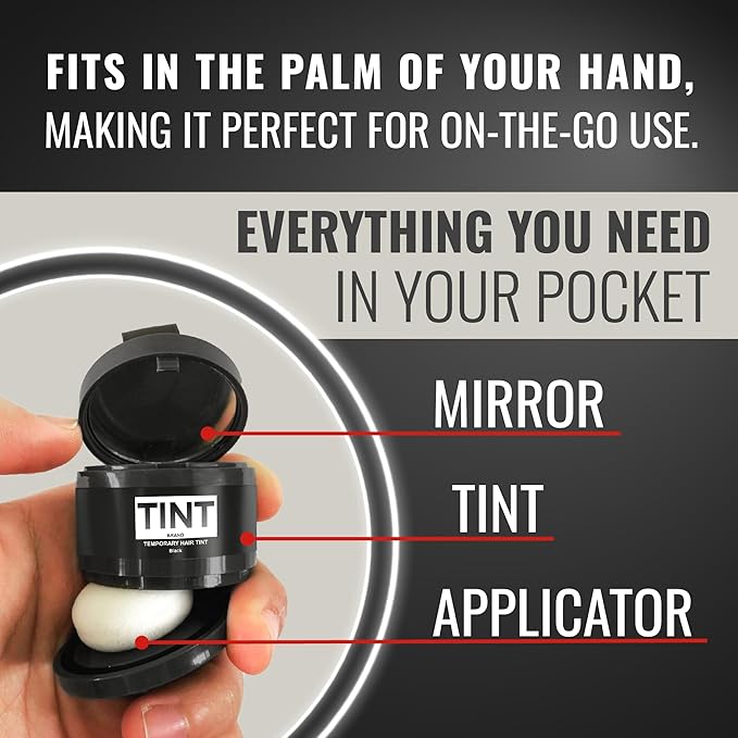 TINT Root Cover Up Black Hair Powder for Women & Men, Gray Cover Up, Root Touch Up Hair Color Powder