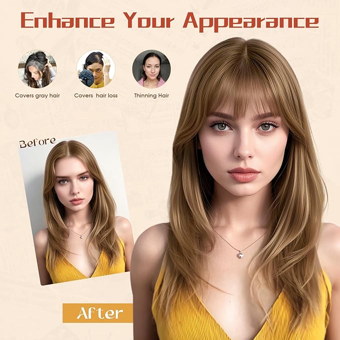 Rich Choices Human Hair Toppers for Women-100% Real Remy Hair Topper with 3D 360°Bang-Upgraded 150% Density 9 * 12CM Lace Base-Clip in Hairs topper for Thinning Hairs-10Inch #4 Medium Brown