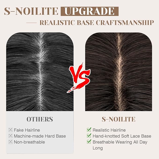 S-noilite Hair Toppers for Women Real Human Hair 3D 360° Cover Clip in 100% Real Human Hair Toppers 3″*4″ Clip in Silk Base 12 inch Natural Black