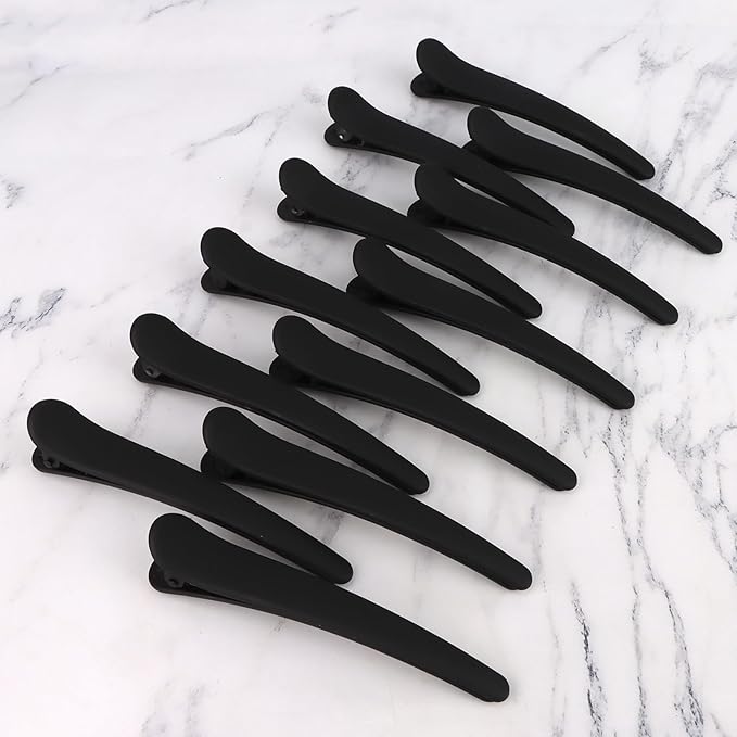 12 Pcs Black Hair Clips for Styling Sectioning, YISSION 4.7 Inch Large Alligator Hair Clips Hair Barrettes No Crease Duck Billed Hair Clip, Hair Styling Accessories for Women Girls