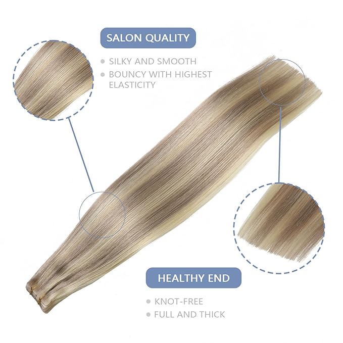 COOKAYU Invisible Tape in Hair, Ash Blonde and Platinum Blonde Seamless Injected Tape in Human Hair Extensions 20pcs/pack 18Inch 40g Invisi Edge Extensions