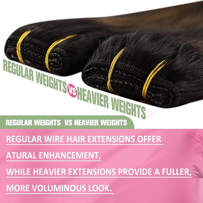 YoungSee 130G Wire Hair Extensions for Women Brown Wire Hair Extensions Human Hair Darkest Brown Mix Medium Brown Balayage Human Hair Fish Line Extensions 22Inch