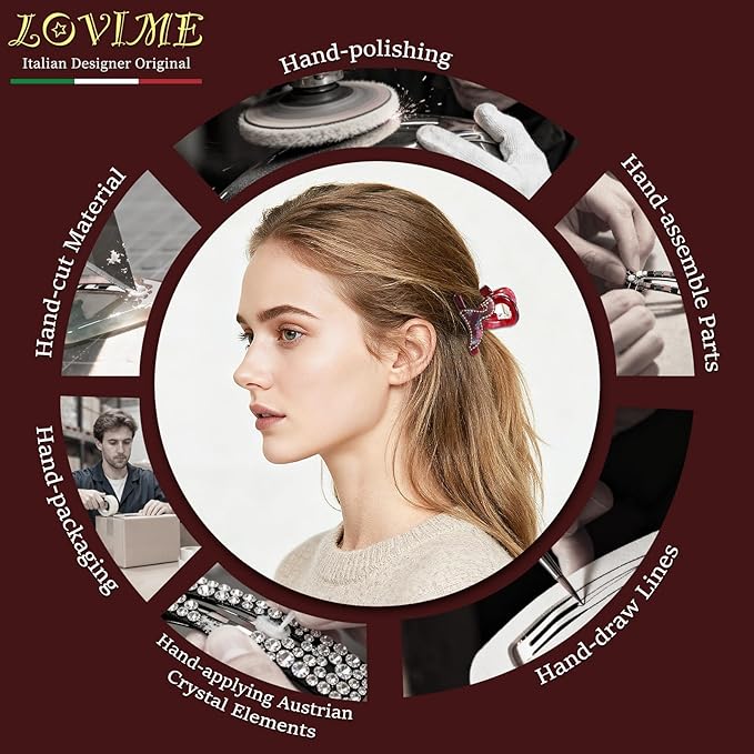 2026 Original Italian Designed Christmas Hair Barrettes for Women, Plant-Based Acetate France Barrettes for Birthday Girls Fine Thin Hair, Handmade Hair Clip With Gift Box-Steed Twilight
