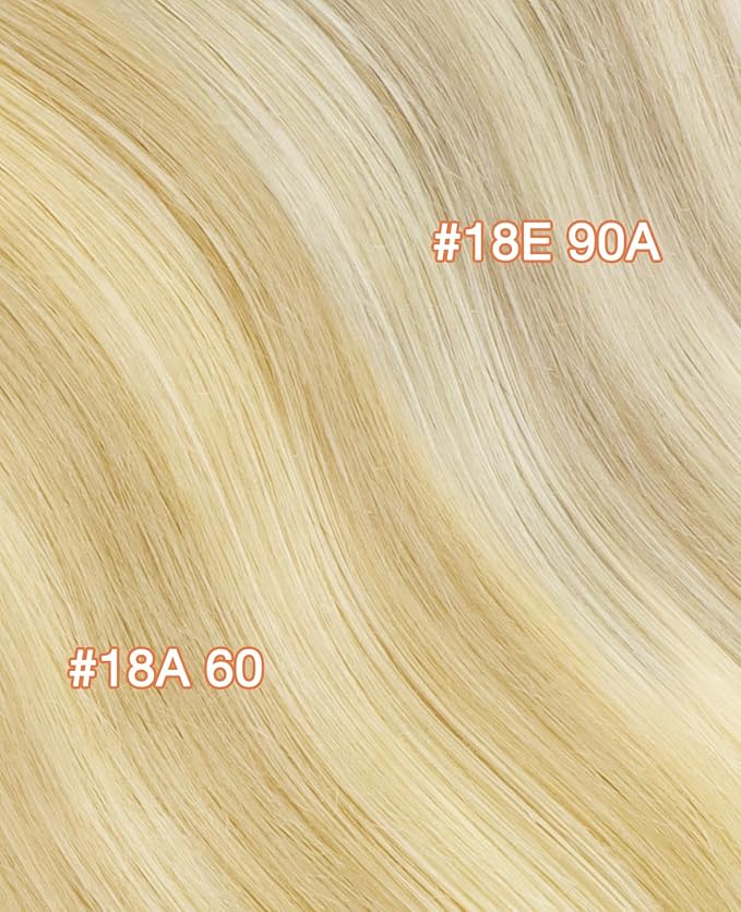 GOO GOO Invisi Edge Tape in Hair Extensions Human Hair, 18AT60A Pearl Ash Blonde Highlights 20pcs 22inch 50g, Virgin Remy Hair, Seamless Injected Tape, Natural Look