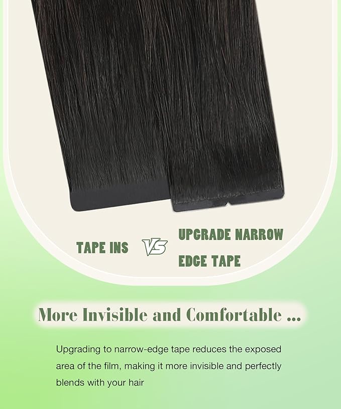 SURNEL Tape in Hair Extensions Ombre Color 1B Off Black Fading To 4 Middle Brown Remy Human Hair Tape in 20 inch 20pcs 50g(#1BT4-20)