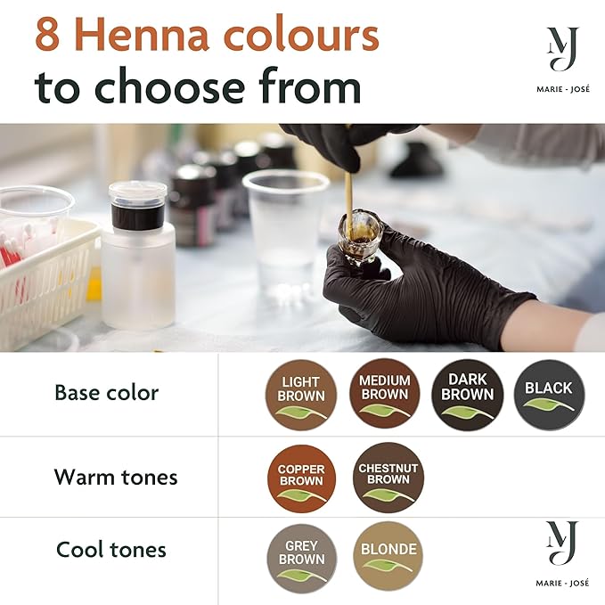 Marie-José Henna Dye - Professional Henna Tint for Spot Coloring - Covers Grey Hair - Root Touch Up - Good for 50 Applications (Chestnut)