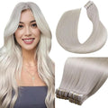 LaaVoo Tape in Hair Extensions Platinum Blonde Hair Extensions Tape in Human Hair Real Hair Tape on Extensions Silky Straight Hair 100g 40pcs 16inch