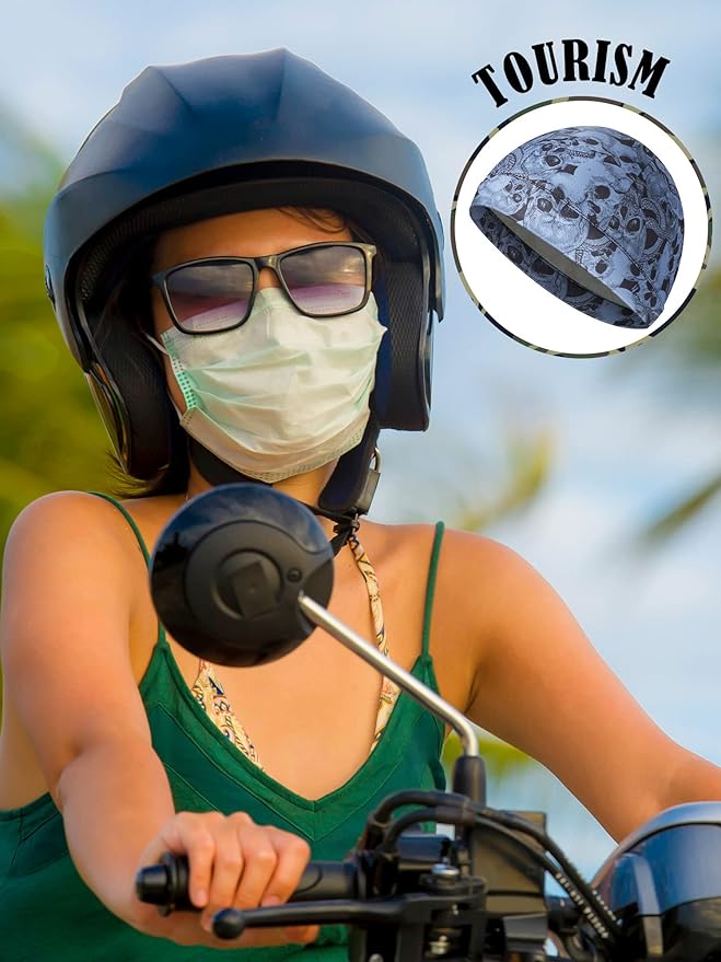 SATINIOR 6 Pcs Cooling Skull Cap Helmet Liner Sweat Wicking Cap Hard Hat Liner Bandana for Men Women Sports Cycling Running