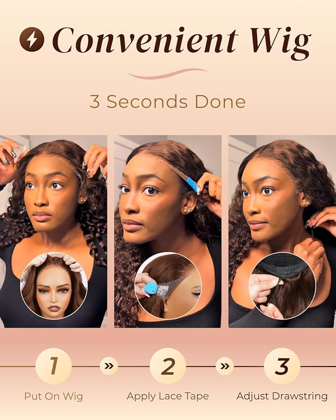 Arabella Chocolate Brown Lace Front Wigs Human Hair 13x6 Deep Wave Lace Front Wigs Human Hair Colored Deep Curly HD Lace Frontal Wigs for Women Pre Plucked with Natural Hairline 24 Inch