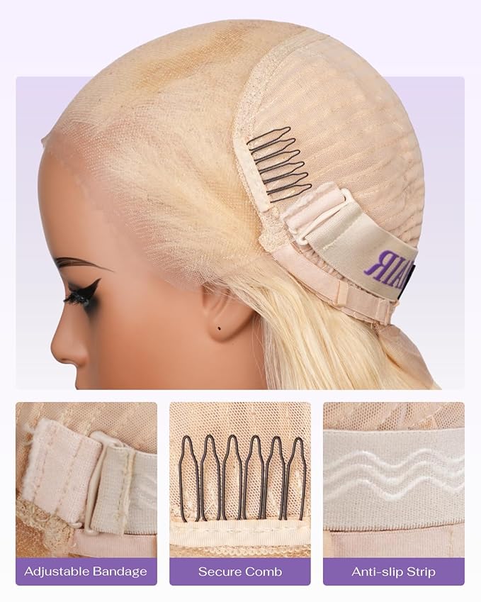 613 13x6 Lace Front Wig Human Hair 180 Density Body Wave Blonde Wig Human Hair 613 HD Lace Frontal Wigs 100% Real Human Hair No Synthetic Blend No Tangle No Shedding Triple Lifespan 3X 22 Inch