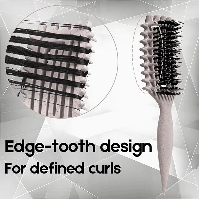 Curly Hair Brush Candybrush Curl Defining Brush for Detangling Shaping and Defining Curls for Women, Men, Wet & Dry Hair (Black Beige)