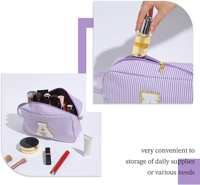 YOOLIFE Travel Cosmetic Bag for Women - Monogram Initial Makeup Bag Toiletry Bag Pouch Make Up Case for Women Mom Bridesmaid Best Friend Sister Teacher, Personalized Birthday Gifts for Women Y