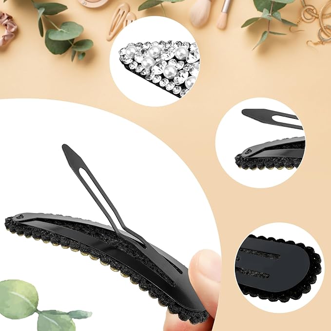 2PCS Rhinestone Hair Clips,Snap Hair Accessories,Decorative Hair Clips,Rhinestone Barrettes For Women Girls(SET12)