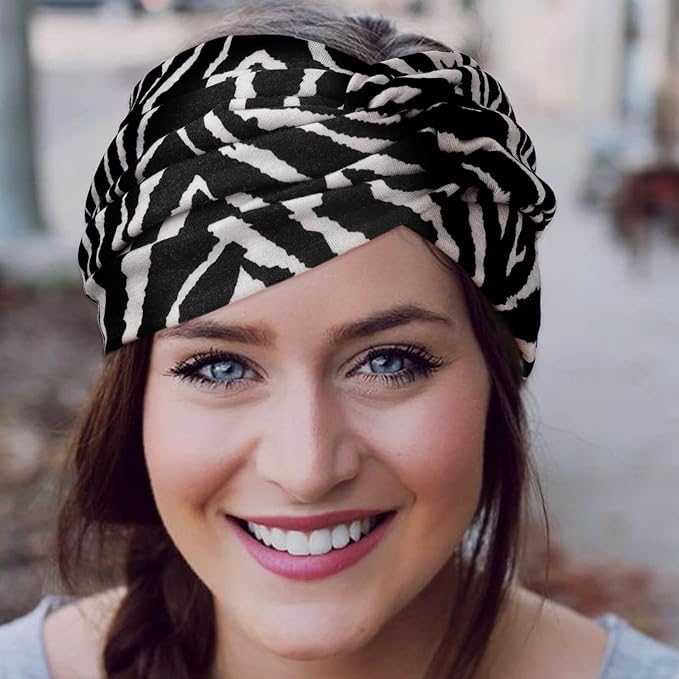 DRESHOW 4 Pack Turban Headbands for Women Wide Vintage Head Wraps Knotted Cute Hair Band Accessories