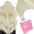 YoungSee 28Inch Nano Ring Hair Extensions Human Hair Platinum Blonde Nano Bead Hair Extensions Human Hair Blonde Nano-Ring Hair Extension Blond Nano-Link Extension Real Hair for Long 50s 50g