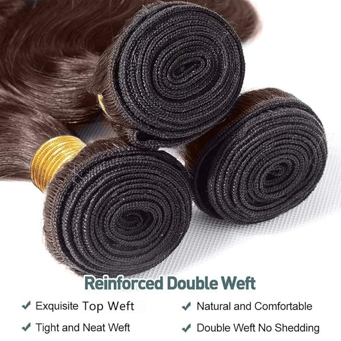 Color 4 Bundles Human Hair Brown Water Wave Bundles 14 16 18 Inch Niegmeag Virgin Remy Chocolate Brown Wet and Wavy Hair Bundle 150g