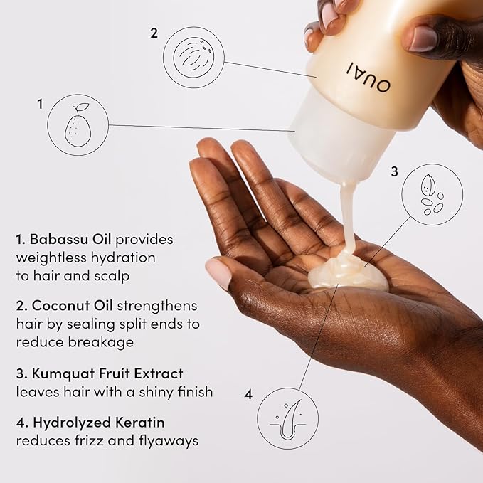 OUAI Medium Shampoo Refill - Hydrating Shampoo with Coconut Oil, Babassu, Kumquat Extract and Keratin - Strengthens, Nourishes and Adds Shine - Paraben, Phthalate and Sulfate Free Hair Care (32 Fl Oz)