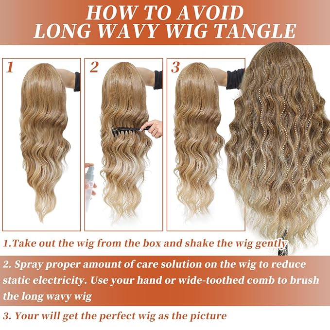 Ombre Blonde Synthetic Lace Front Wigs Pre Plucked 26 Inch Long Wavy 100% Futura Premium 13x4 HD Lace Wigs For Black Women Ready to Wear Beginner Friendly Daily Party Use