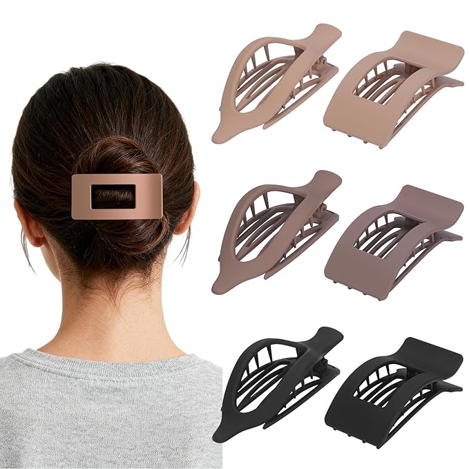6 Pack Flat Hair Clips for Women Girls, French Flat Claw Clips for Think Hair Thin Hair with Strong Hold, Non-Slip, Matte Classic Barrettes for All Hair Styling