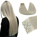 PINKPEARL Clip in Hair Extensions Real Human Hair, 16 Inch 120g 7pcs #1000 Gray Blonde Human Hair Extensions Clip Ins, Remy Hair Clip ins(#1000-16)