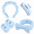 7 Pcs Spa Set, Facial Headband and Wristband Set, Skincare Accessories, College Style Girl Idea Gifts, Hair Accessories for Women and Girls (Blue)
