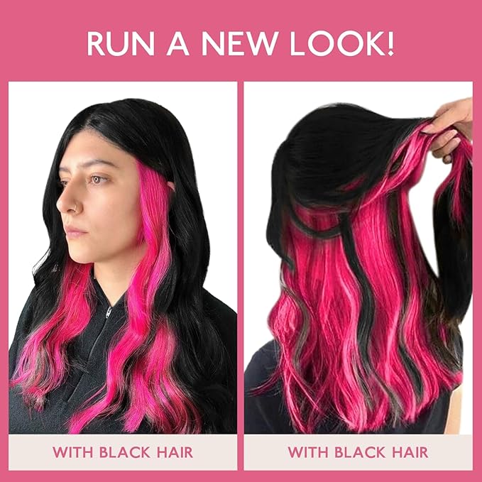 WENNALIFE Tape in Hair Extensions Human Hair Hot Pink Tape in Extensions, 10pcs 20g 10 inch Remy Invisible Tape Ins Straight Colored Soft Real Human Hair Tape in Extensions Refill Set Extensions