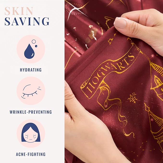 Blissy Silk Pillowcase - 100% Pure Mulberry Silk - 22 Momme 6A High-Grade Fibers - Silk Pillow Cover for Hair & Skin - Regular, Queen & King (Harry Potter - Marauder's Map, Queen)