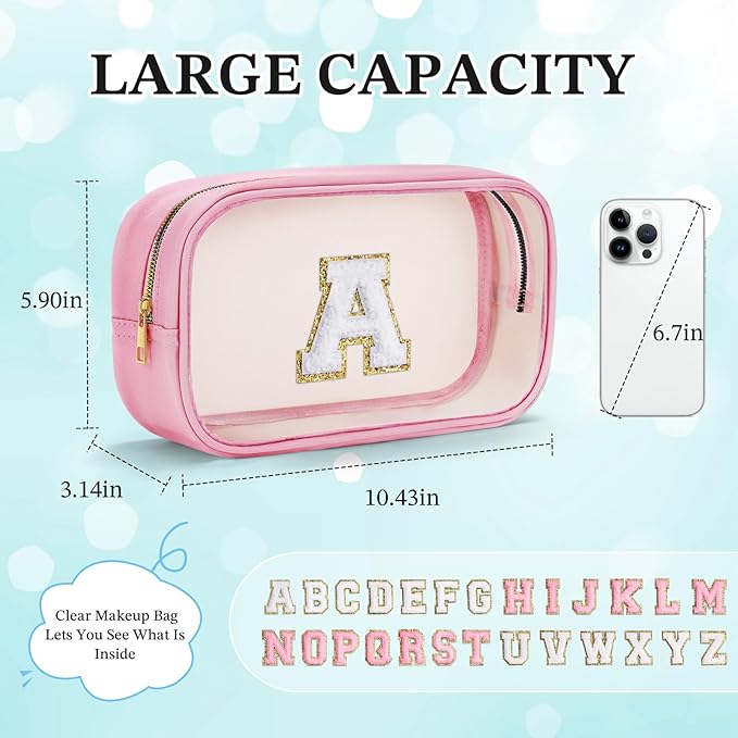 YOOLIFE Christmas Gifts for Grandkids Teacher Gift Travel Toiletry Bag Clear Makeup Bag Travel Essentials Christmas Gifts for Girls Teen Girlfriend Kids Birthday Gift Stocking Stuffers Pink J